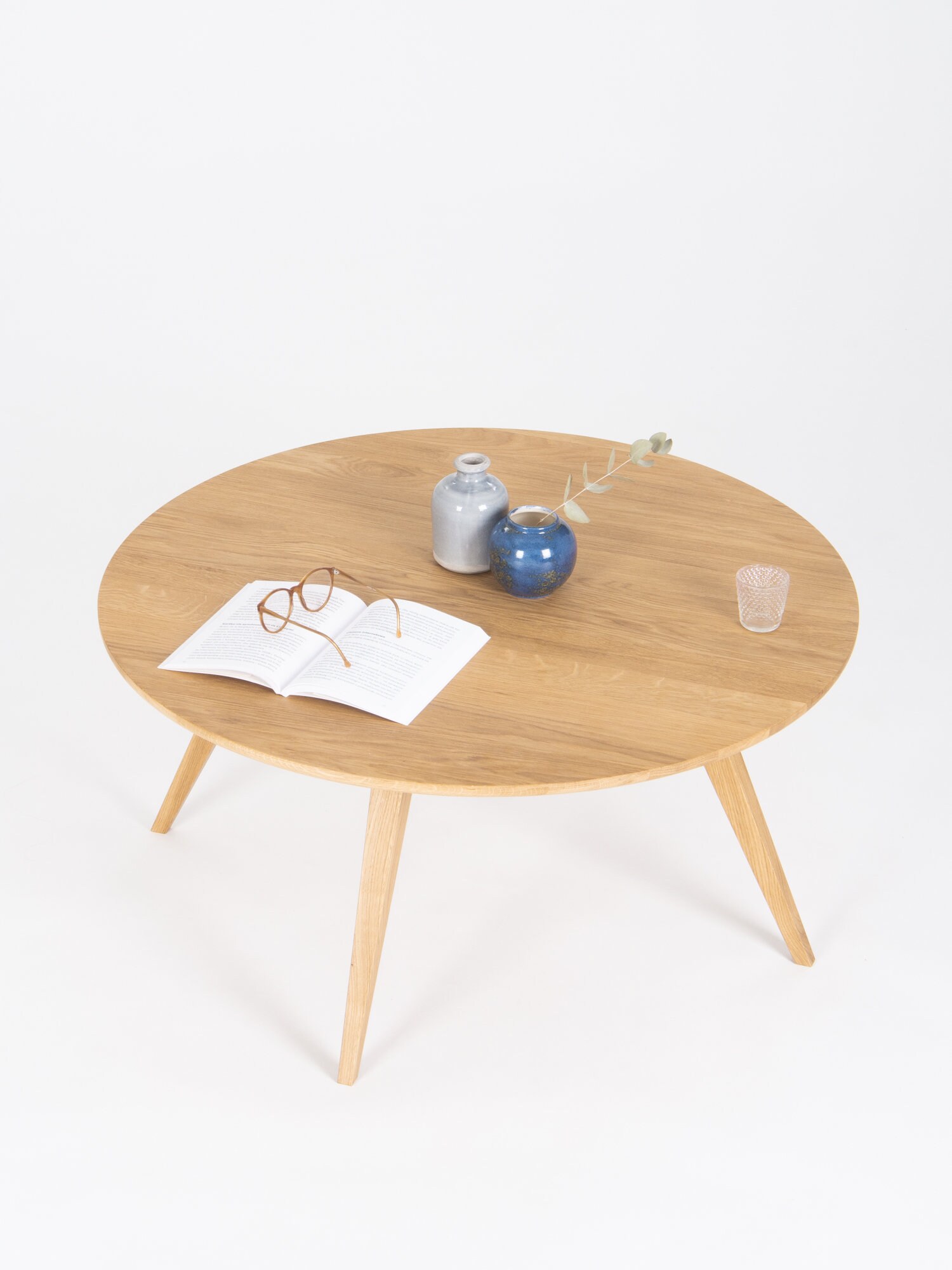 Round Coffee Table Made of Solid Oak Wood Scandinavian Design Etsy UK