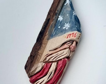 250th Semiquincentennial hand carved Santa Ornament. Limited Edition #8.