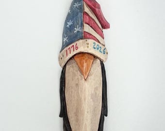250th Semiquincentennial hand carved Patriotic Penguin Ornament. Limited edition #10