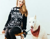 Merry Christmas Ya Filthy Animal Christmas Sweater Jumper - CHRISTMAS COLLECTION - Red Green White Black
