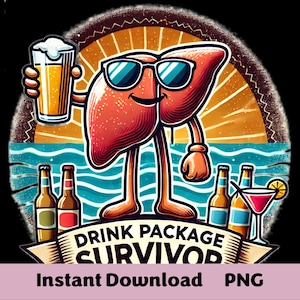 Pacote de bebidas para cruzeiro Cerveja engraçada e coquetéis PNG - Design de arte para impressão com tema de cruzeiro divertido, design de bebidas para cruzeiro, arte de cruzeiro humorística,