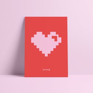 Cartão de felicitações de coração Pixel, Dia dos Namorados, Aniversário ou simplesmente surpreenda quem você ama! imagem 2