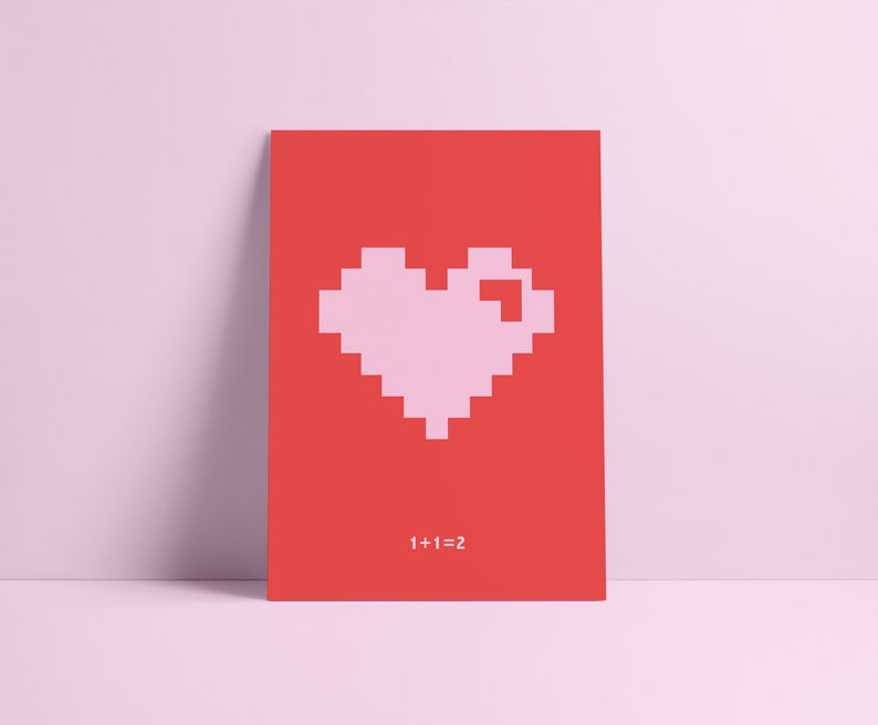 Cartão de felicitações de coração Pixel, Dia dos Namorados, Aniversário ou simplesmente surpreenda quem você ama! imagem 2