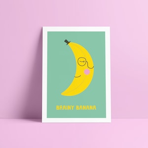 Frutta Carina 'Brainy Banana' Auguri Biglietto Compleanno /Anniversario/Valentino/Grazie/Congratulazioni/Laurea/Hai superato