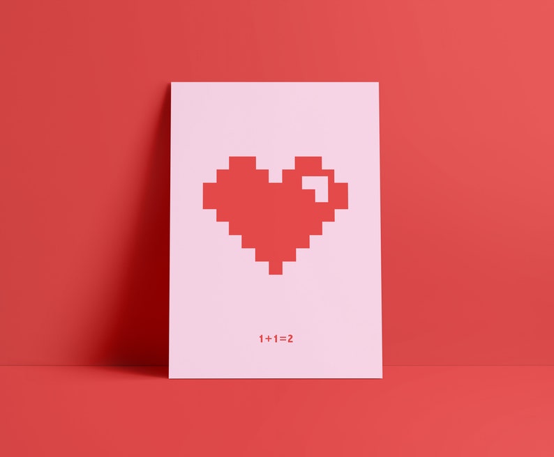 Cartão de felicitações de coração Pixel, Dia dos Namorados, Aniversário ou simplesmente surpreenda quem você ama! imagem 1