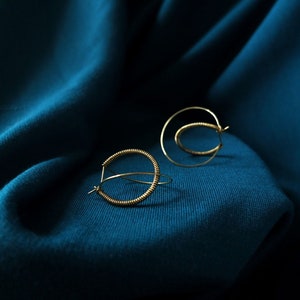 Hoop earrings, gold plated earrings, twisted and minimalist image 2