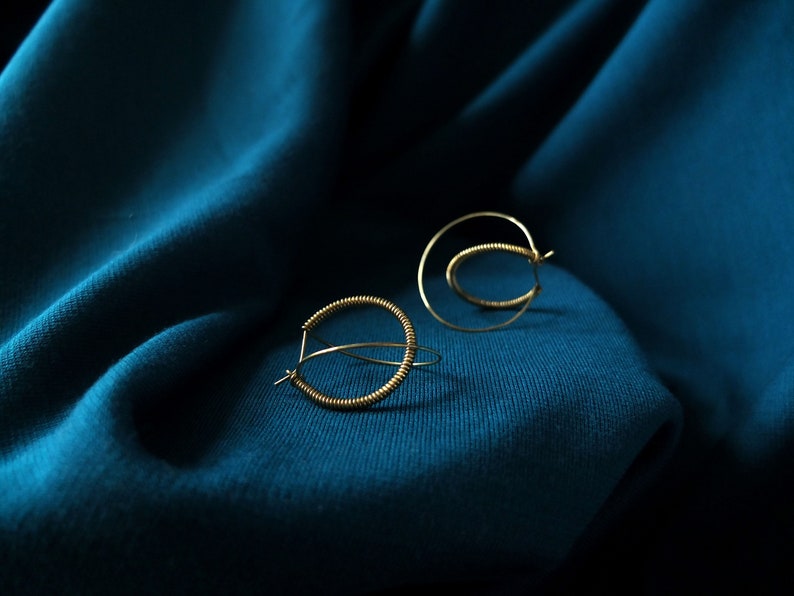 Hoop earrings, gold plated earrings, twisted and minimalist image 2