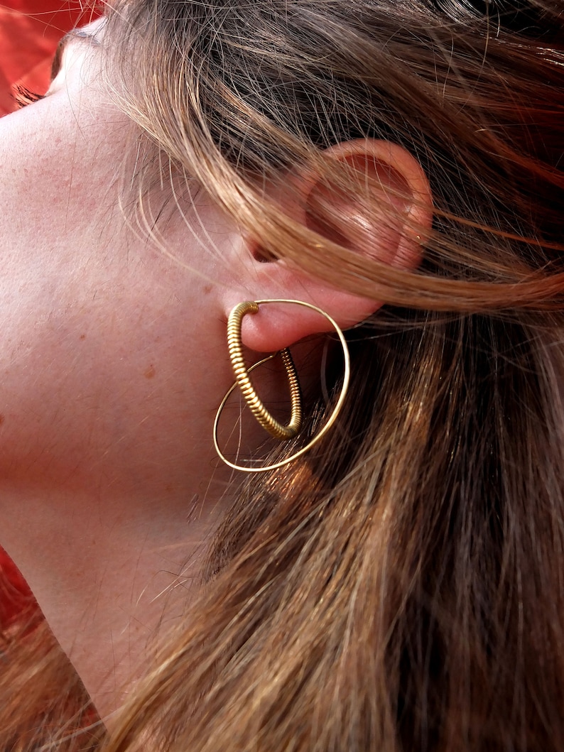 Hoop earrings, gold plated earrings, twisted and minimalist image 5