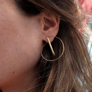 Hoop earrings, gold plated earrings, twisted and minimalist image 3