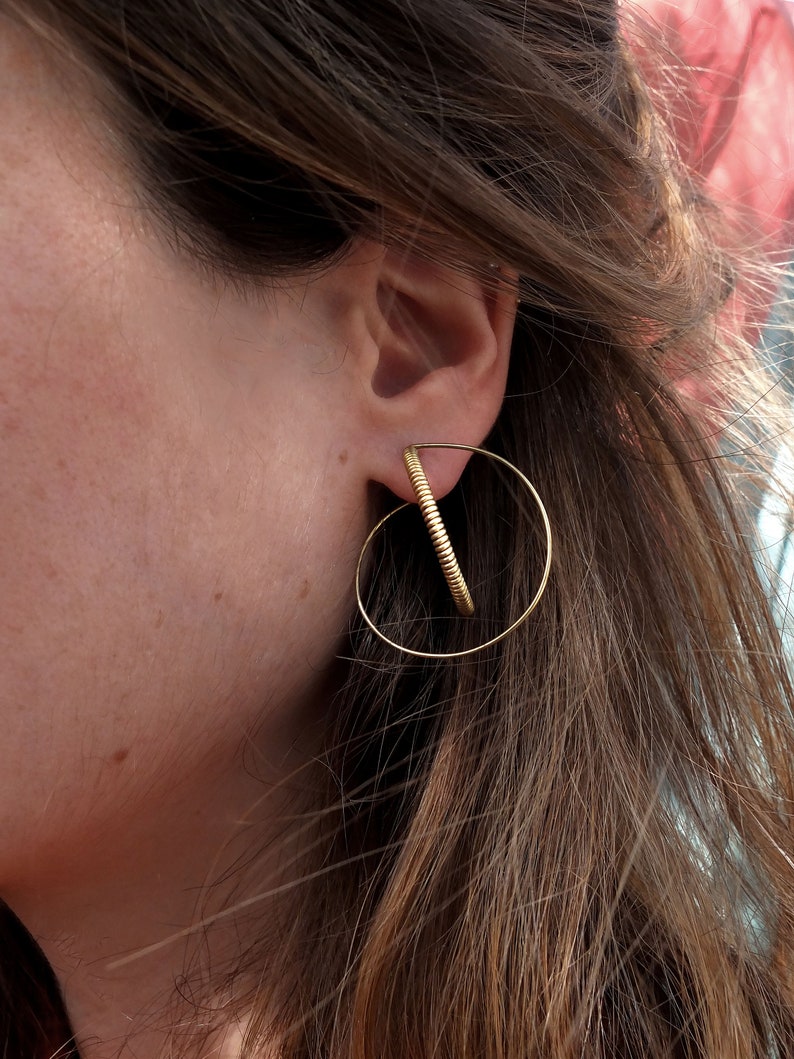 Hoop earrings, gold plated earrings, twisted and minimalist image 3