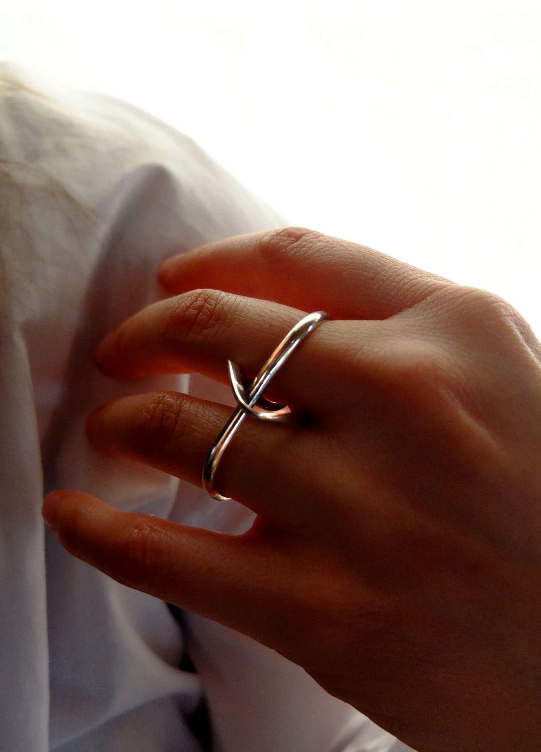 Two Fingers Ring, Double Ring Made in Recycled Sterling Silver - Etsy