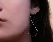 Gold plated earrings, unique modern minimalist shape