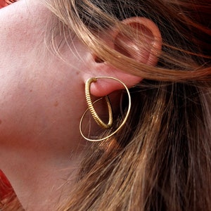 Hoop earrings, gold plated earrings, twisted and minimalist image 1