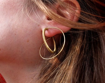 Hoop earrings, gold plated earrings, twisted and minimalist