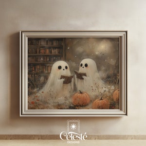 Ghosts Print, Printable Vintage Halloween Wall Art, Dark Cottagecore Print, Rustic Farmhouse Art, Dark Academia Decor