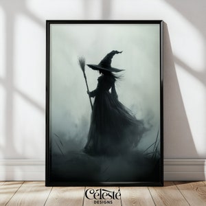 Witchy decor Halloween wall art printable witch Halloween rustic Halloween decor Halloween painting witch wall art