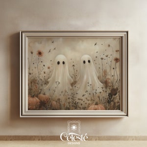 Ghosts Print, Printable Vintage Halloween Wall Art, Dark Cottagecore Print, Rustic Farmhouse Art, Dark Academia Decor