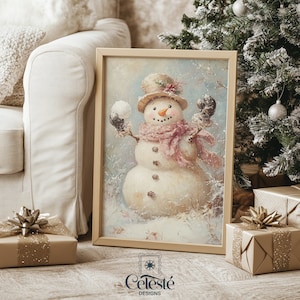 Vintage Snowman Christmas Print: Winter Holiday Decor (Digital Download)