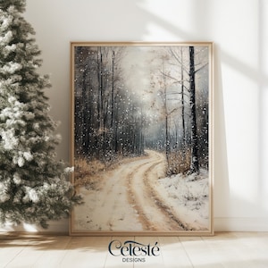 Printable Wall Art | Digital Download | Snowy Winter Print | Christmas Print | Watercolor Christmas Painting | Winter Landscape Photo