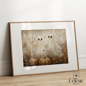 Ghosts Print, Printable Vintage Halloween Wall Art, Dark Cottagecore Print, Rustic Farmhouse Art, Dark Academia Decor