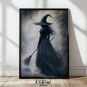 Witchy decor Halloween wall art printable witch Halloween rustic Halloween decor Halloween painting witch wall art