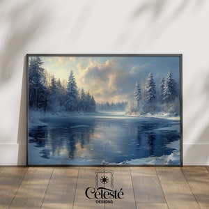 Printable Wall Art | Digital Download | Snowy Winter Print | Christmas Print | Watercolor Christmas Painting | Winter Landscape Photo