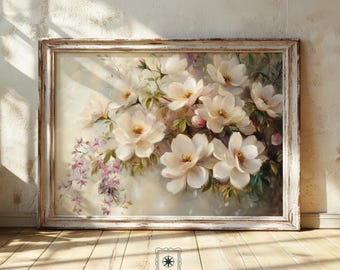 Spring Wildflower Print | Cottagecore Farmhouse Wall Art | Magnolia Floral Digital Download | Vintage Home Decor