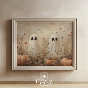 Ghosts Print, Printable Vintage Halloween Wall Art, Dark Cottagecore Print, Rustic Farmhouse Art, Dark Academia Decor