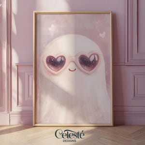 Cute Ghost Print | Halloween Decor | Digital Download | Cute Halloween Print | girly pink aesthetic | Trendy decor | pink wall art