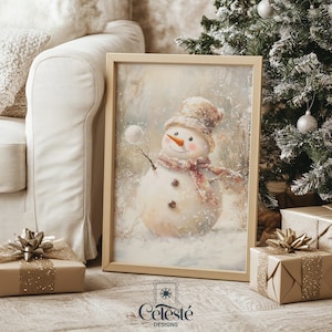 Christmas Print | Christmas Printable | Christmas Art | Christmas Decorations | Cute Snowman | Snowman Art Print | Winter Decor