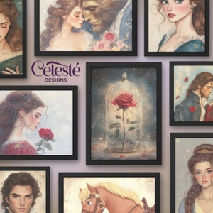 Beauty and the Beast Art Print Set: Vintage Fairytale Decor (Digital Download)