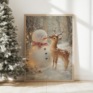 Christmas Print | Christmas Printable | Christmas Art | Christmas Decorations | Cute Snowman | Snowman Art Print | Winter Decor