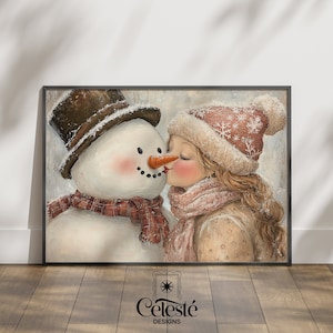 Christmas Print | Christmas Printable | Christmas Art | Christmas Decorations | Cute Snowman | Snowman Art Print | Winter Decor