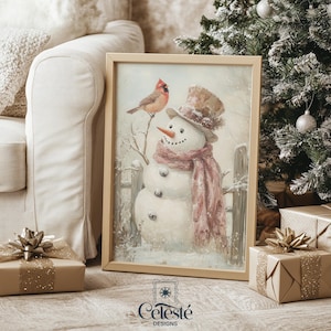 Christmas Print | Christmas Printable | Christmas Art | Christmas Decorations | Cute Snowman | Snowman Art Print | Winter Decor