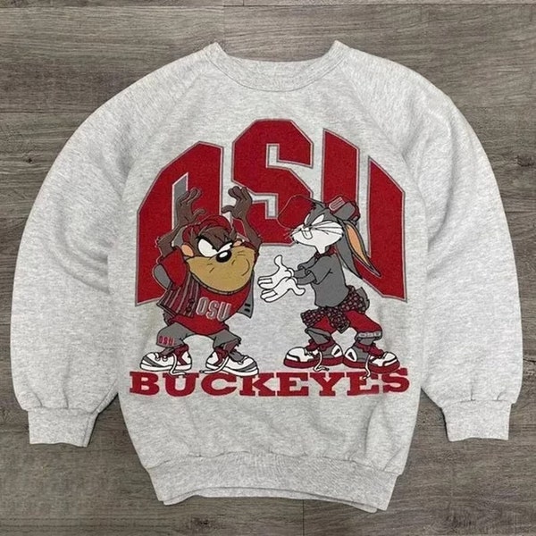 Vintage NCAA Ohio State Buckeyes Looney Tunes Sweatshirt, Ohio State University Shirt,Buckeyes Shirt,College Shirt,NCAA Shirt, Vintage Shirt