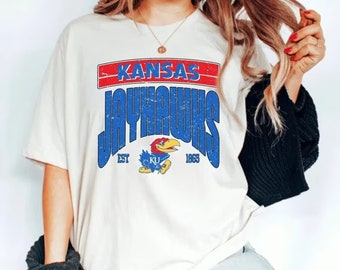 Vintage NCAA Kansas Jayhawks EST 1865 Logo Sweatshirt , University of Kansas Shirt, Basketball, College, Unisex T-shirt Sweater Hoodie