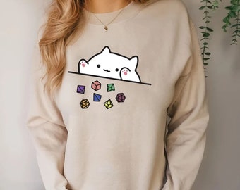 Cat Throwing Dice Sweatshirt, Tabletop RPG, Tabletop Games, RPG Tee, Role Playing, Dungeon Master, DnD
