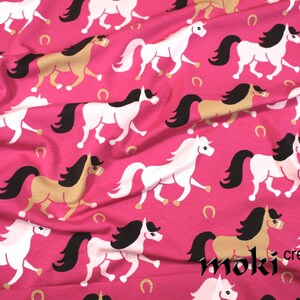 Stoff Jersey Pferde Baumwolle/Elasthan rot/pink Bild 2