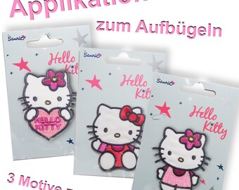 Hello Kitty Applikation Bügelbild Aufbügelbild Aufnäher. 3 Motive zur Auswahl