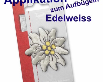 Application embroidered Edelweiss iron-on image approx. 6 x 6 cm