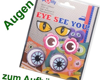 Applique set "Eye See You" embroidered eyes - iron-on patch/patch