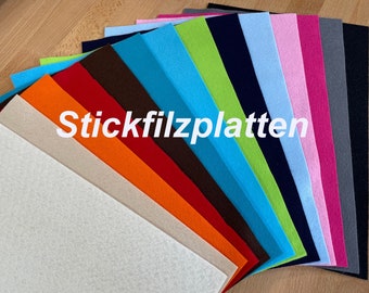 Stickfilz Filzplatten, 2 STÜCK zu 20 cm x 30 cm , 14 Farben zur Auswahl