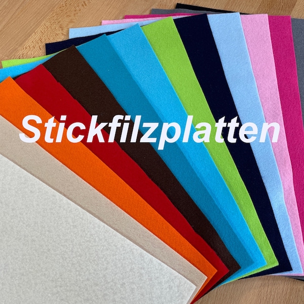 Stickfilz Filzplatten, 2 STÜCK zu 20 cm x 30 cm , 14 Farben zur Auswahl