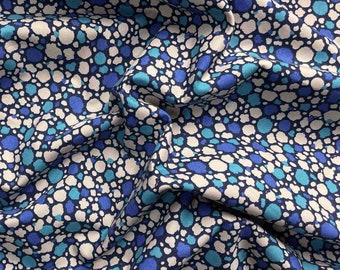 Fabric blue beige patterned Frankfurt 100% cotton SWAFING available from 0.5 m
