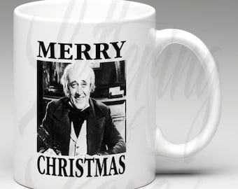 Alastair Sim Christmas Carol Inspired Merry Christmas Christmas Card 11 oz. Coffee Mug  ⎪ White Coffee/Tea Mug ⎪ Coffee Mug ⎪ Coffee Cup