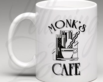 Seinfeld Monk's Cafe 11 oz. Mug  ⎪ White Coffee/Tea Mug ⎪ Coffee Mug ⎪ Funny Coffee Mug | Mocha Joe's | Latte Larry | Jerry Seinfeld