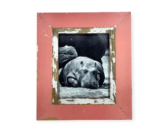 Rustic 8x10 Photo Frame: Reclaimed Wood, Pink with a White Inset
