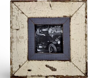 4x4 Shabby Chic Photo Frame: Reclaimed Wood, French Industrial Style