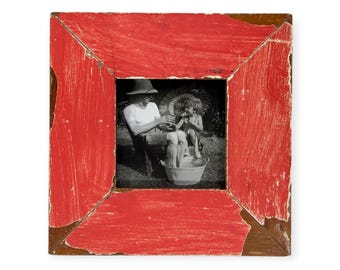 4x4 Upcycled Timber Photo Frame: Reclaimed Wood, Chippy  Paint