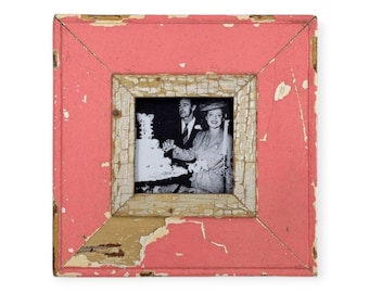 4x4 Shabby Chic photo frame. Made from reclaimed timber; multiple layers of chippy paint and carefully preserved patina.